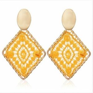 Boho Geometric Dreamcatcher Earrings - Yellow Gold